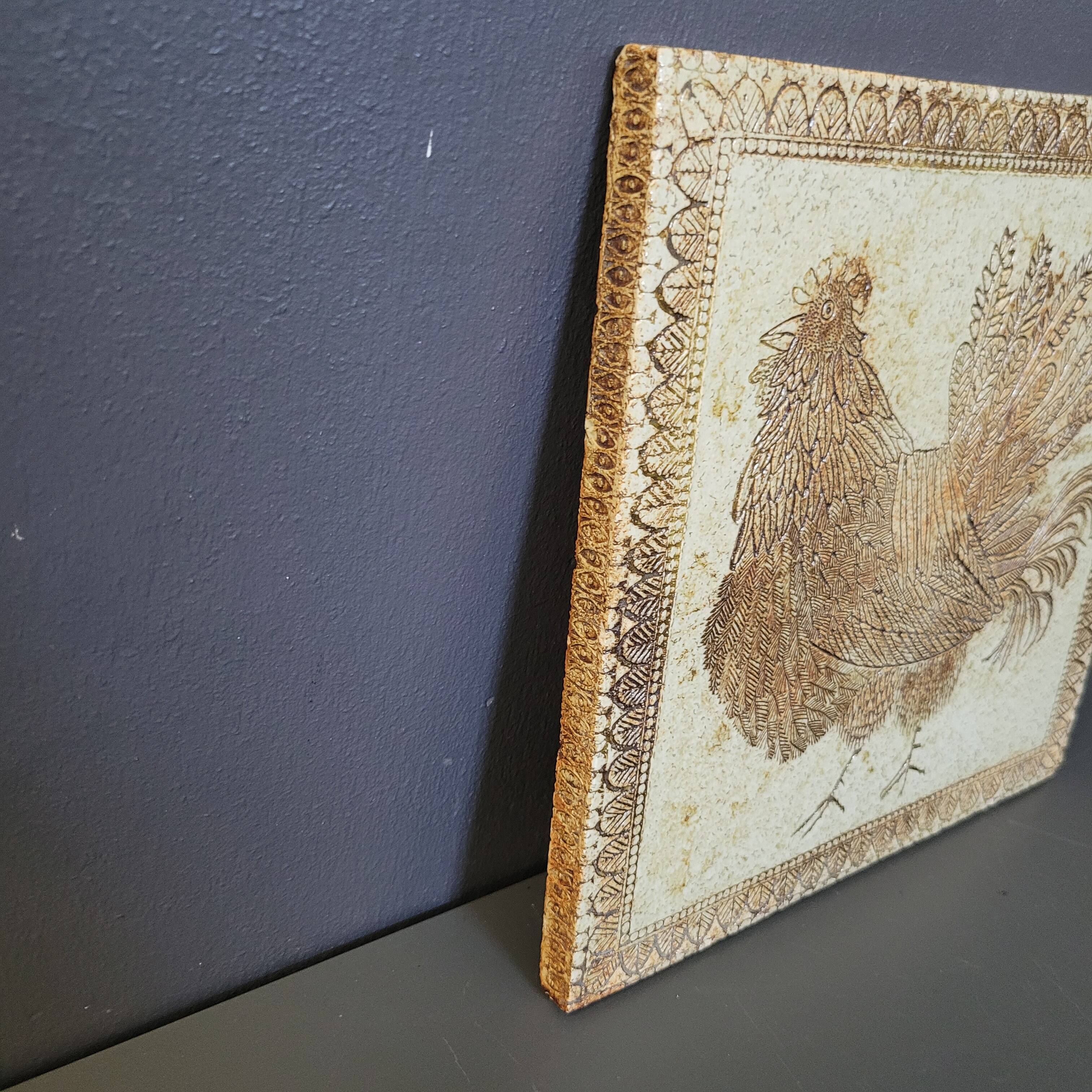 Roger Capron ceramic tile with rooster