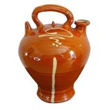 Français cruche ou gargoulette en poterie antique à glaçure rouge