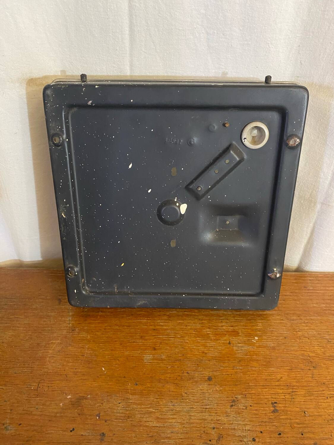 Antique Wall Lamp Ceiling Light Molded Glass + Vintage Black Metal Bracket