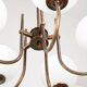 Vintage Italian Brass and Opaline Chandelier in Copper Color, 70s