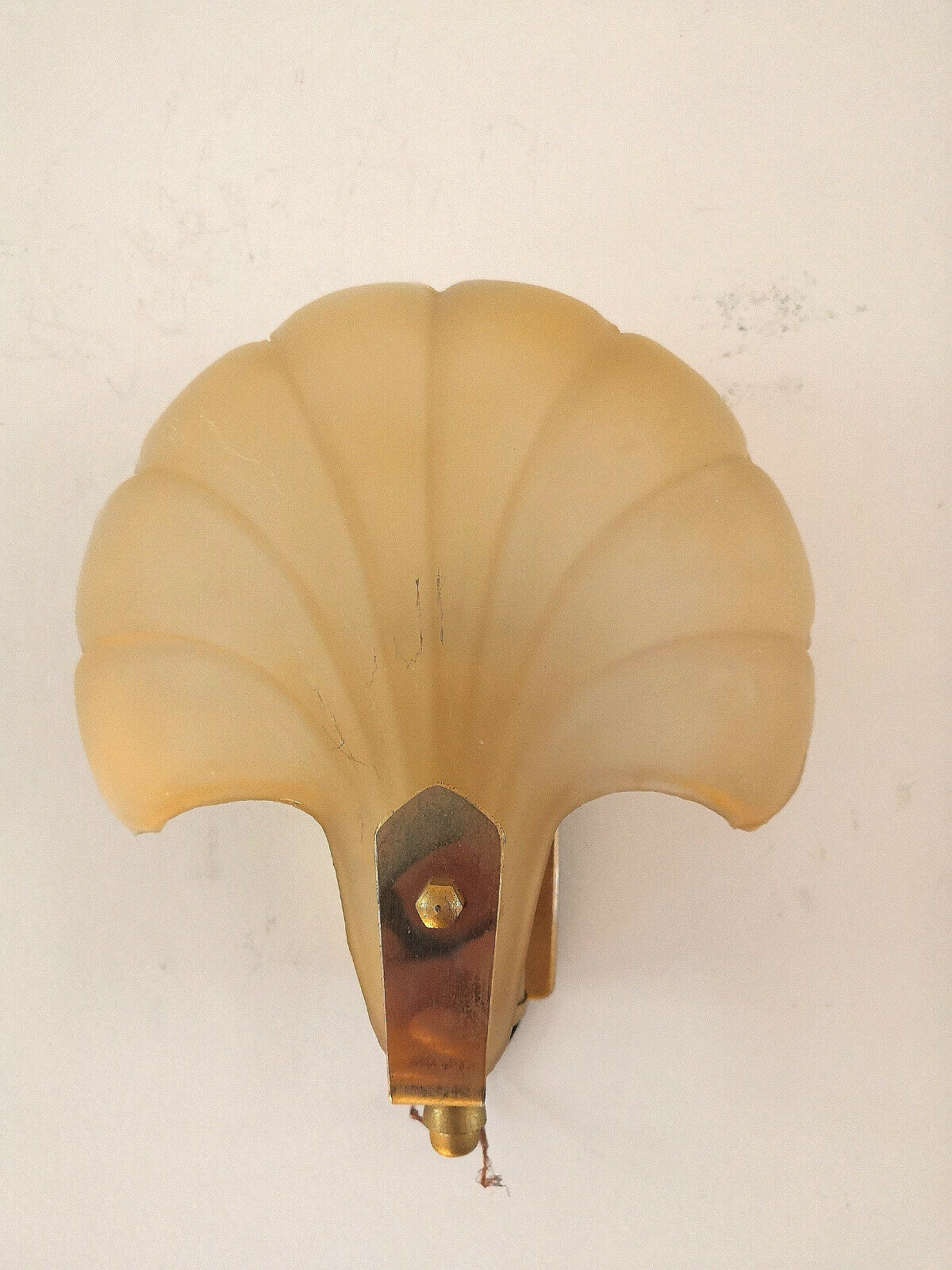 Wall lamp shell glass and brass design 70s