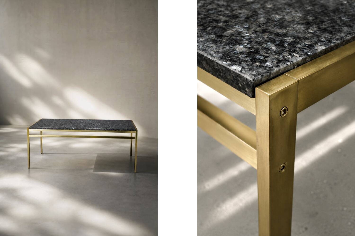 Vintage Mid-Century Italian Modern Brass Coffee Table with Stone Top, 1970s
