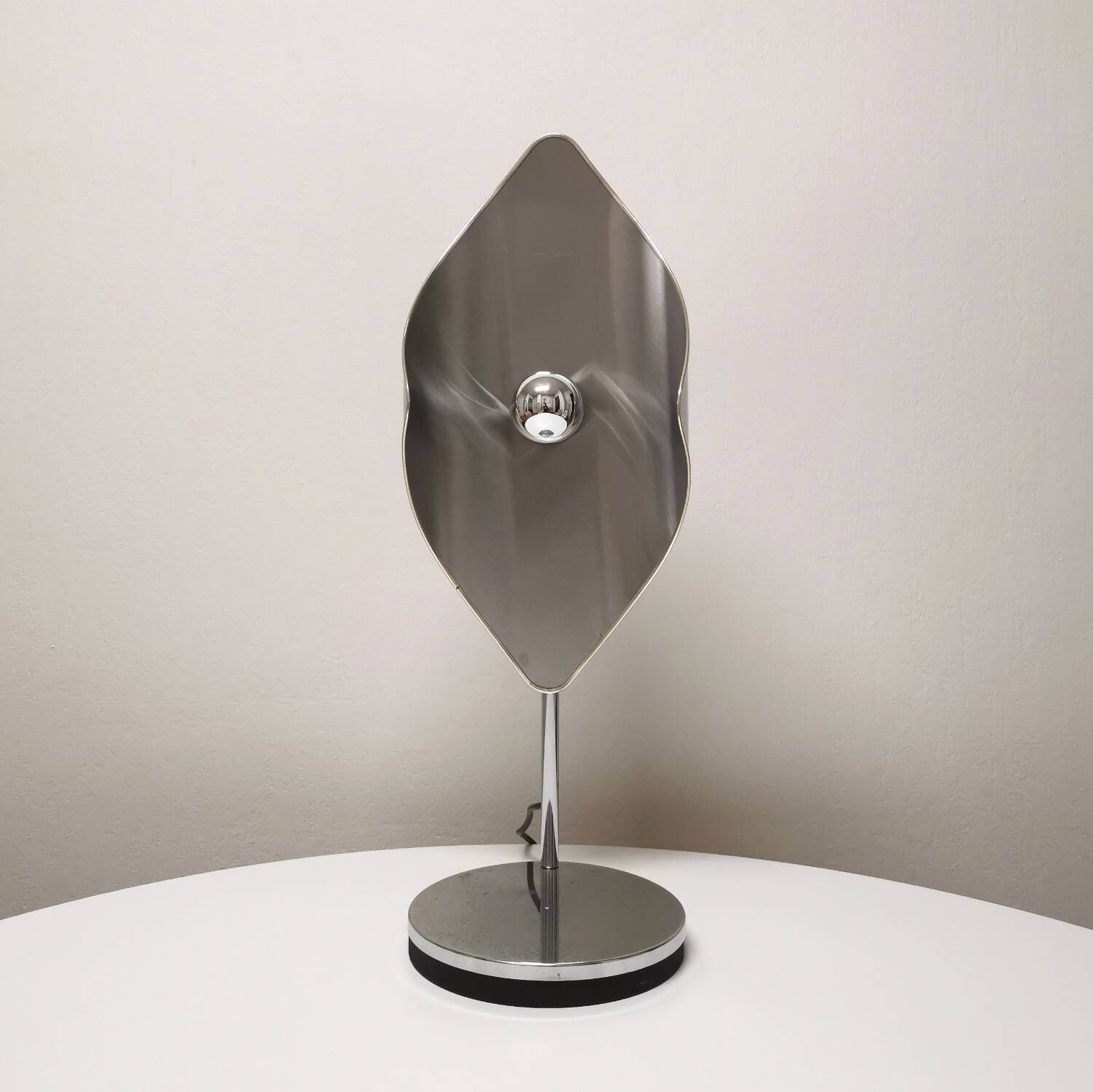 Table lamp, stainless steel and chrome-plated metal, Reggiani, 1970