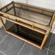 Vintage 1950s rattan and glass TV storage unit.