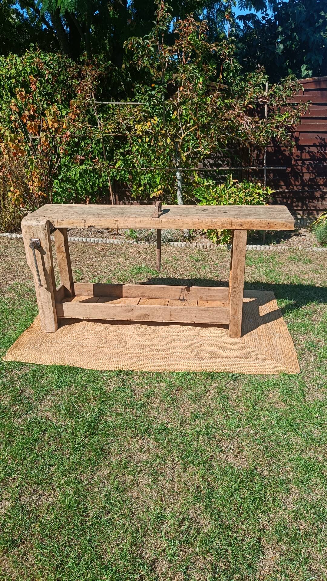 Old workshop bench in solid oak