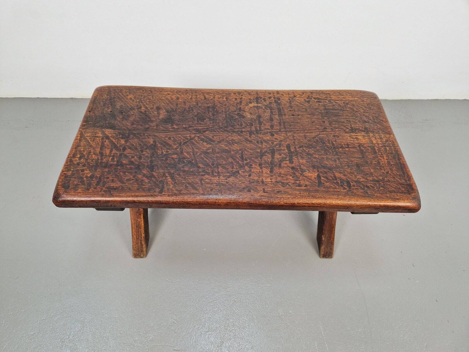 Brutalist Oak Cross Leg Coffee Table, Spain, 1930s