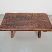 Brutalist Oak Cross Leg Coffee Table, Spain, 1930s