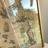 Carte marine océan atlantique vintage, encadrée