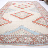 4x6 blue and beige handmade oushak rug