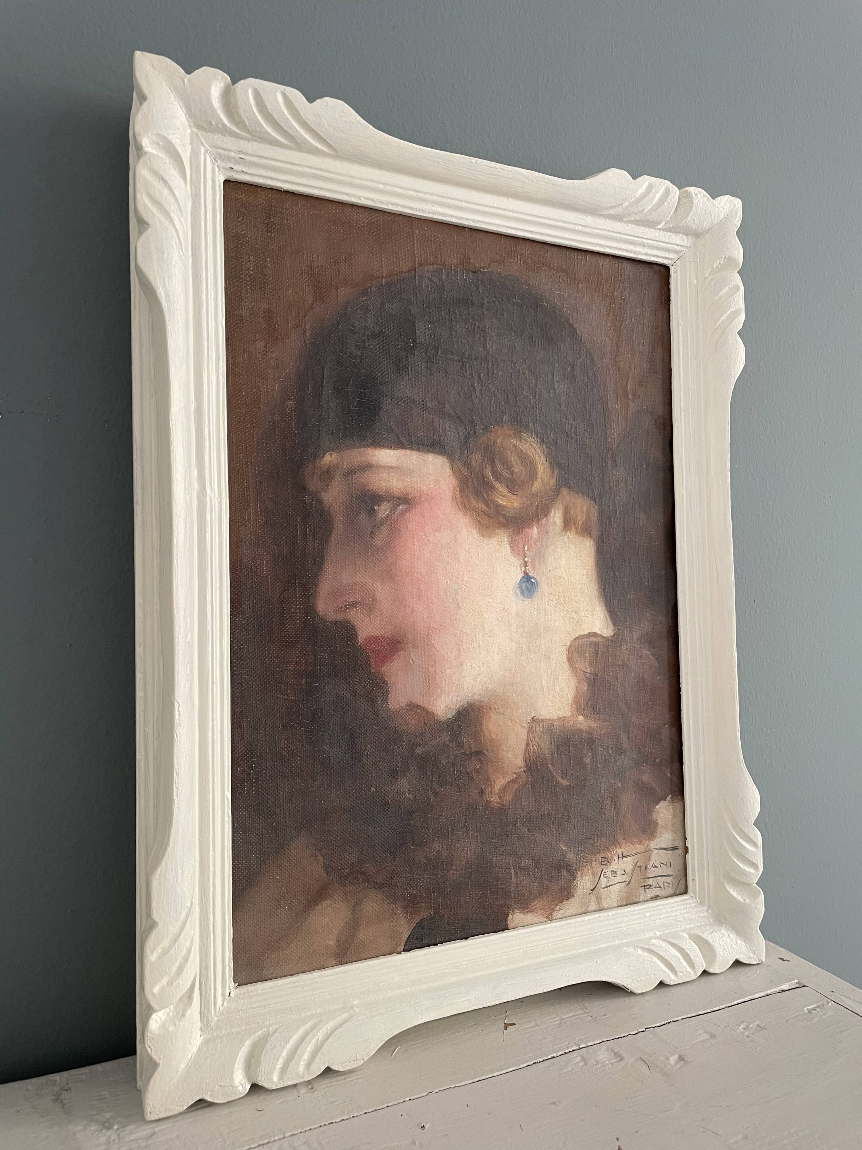 Antique Art Deco painting, circa 1930