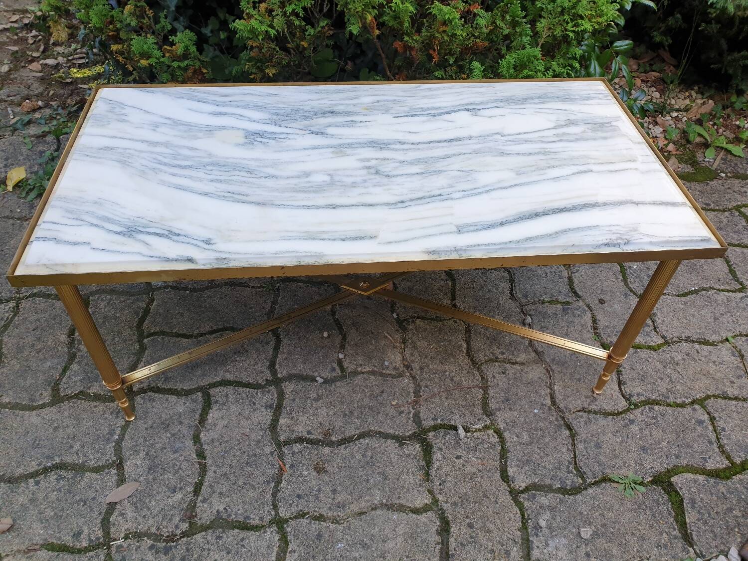Marble and brass coffee table