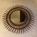 Vintage rattan sun mirror 60s