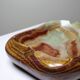 Large green onyx ashtray with free-form bands, vintage Italy, 50s-60s