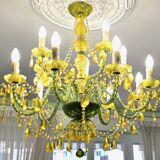 Large chandelier with glass and polypropylene pendants – 14 lights