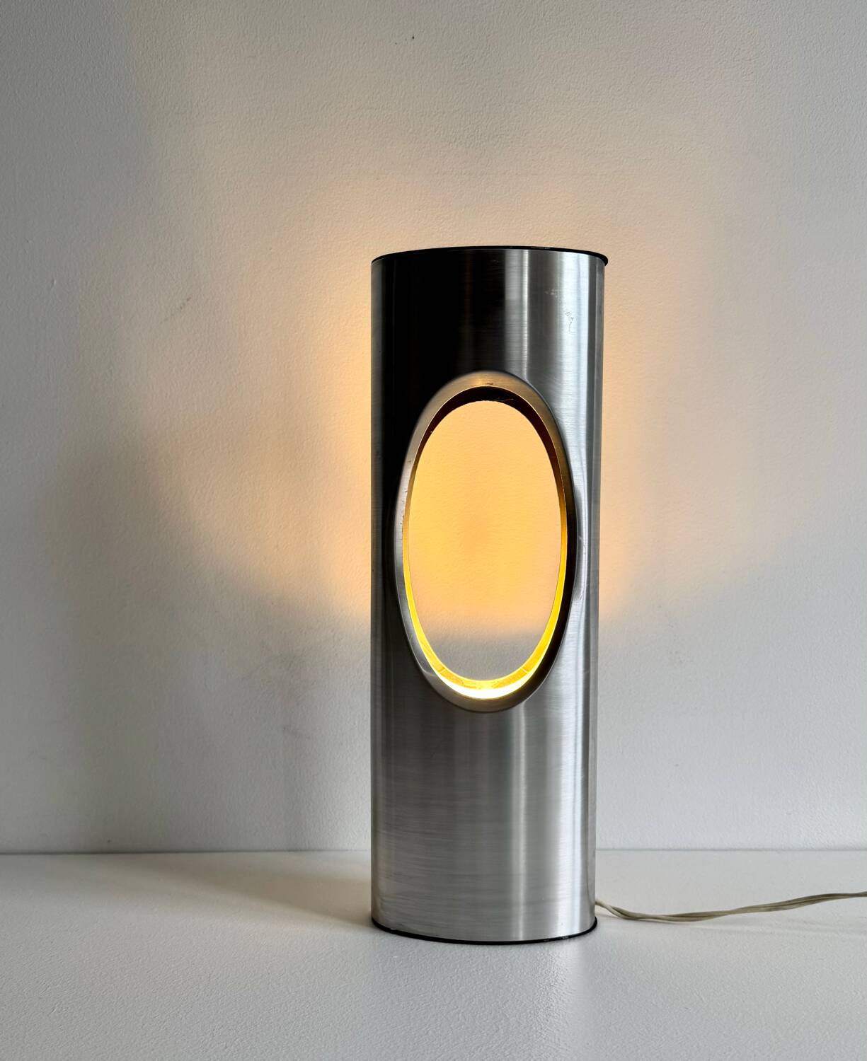 Vintage table lamp, aluminum, France 1970