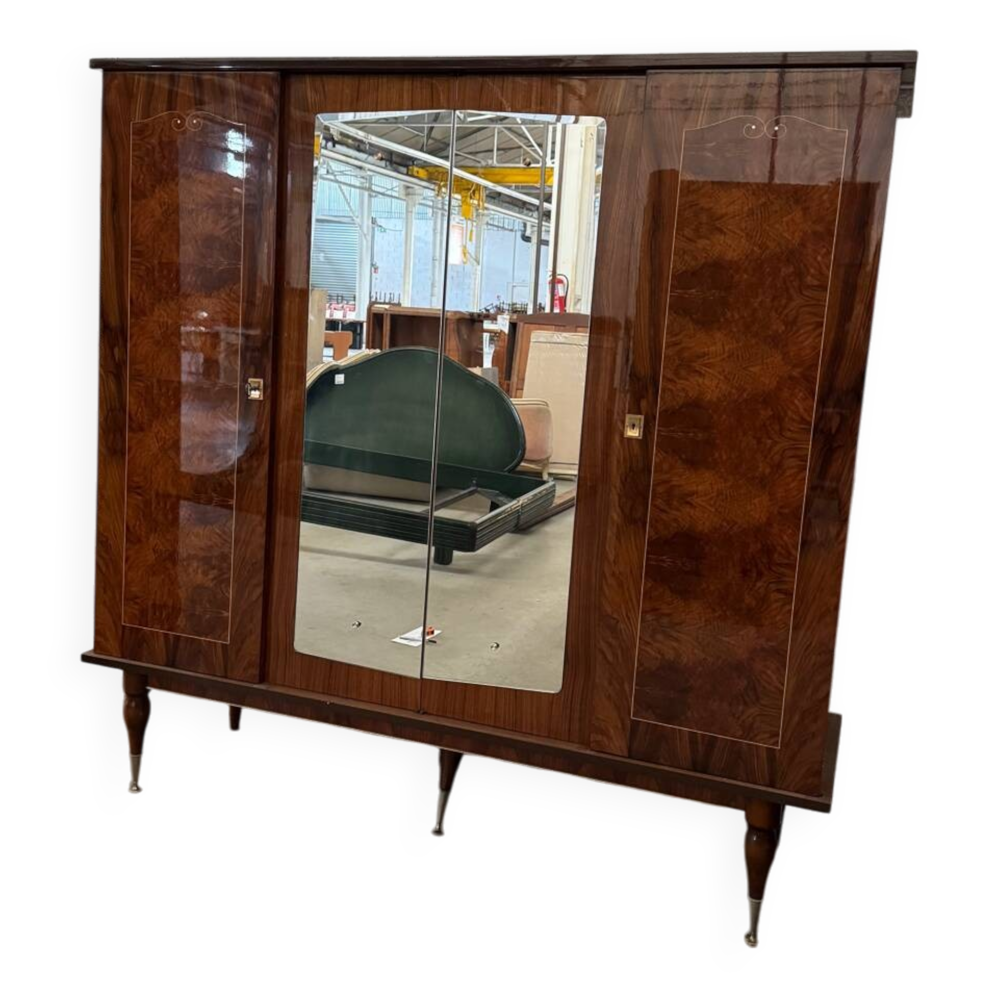 Vintage 4-door mirrored wardrobe