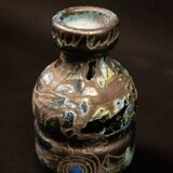 Vallauris glazed stoneware vase with abstract shapes
