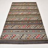 Turkish Colorful Persian Kilim Rug, Wool Area Rug, 141x240
