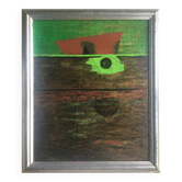 Oil on hardboard by simon bilew (1915-1991). vision in the desert, 1958