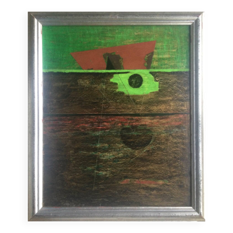 Oil on hardboard by simon bilew (1915-1991). vision in the desert, 1958