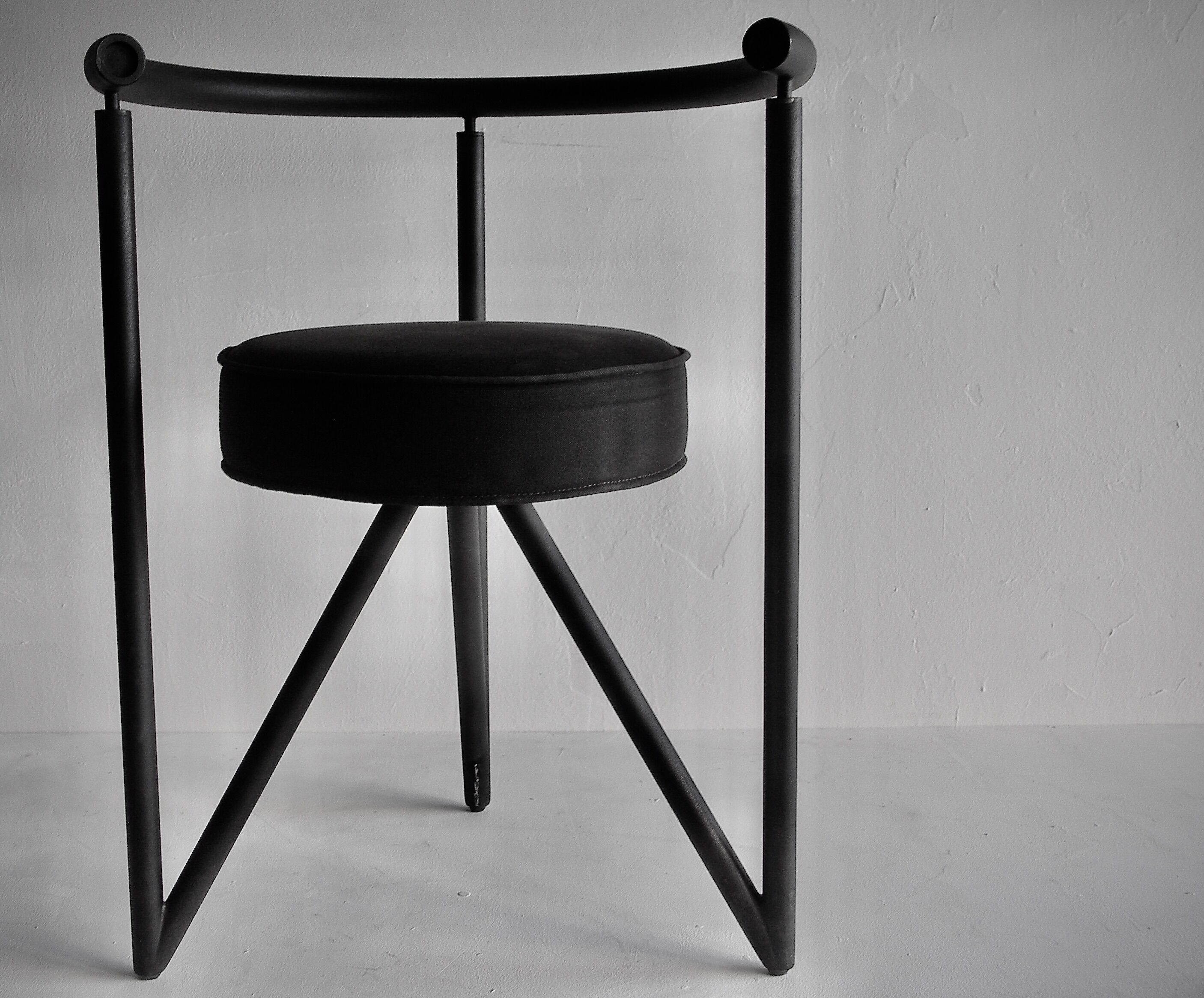 Philippe Starck , black metal chairs "Miss Dorn" / DISFORM /1981
