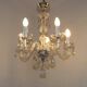 French Vintage  5 Light Barley Twist Glass and Crystal Chandelier
