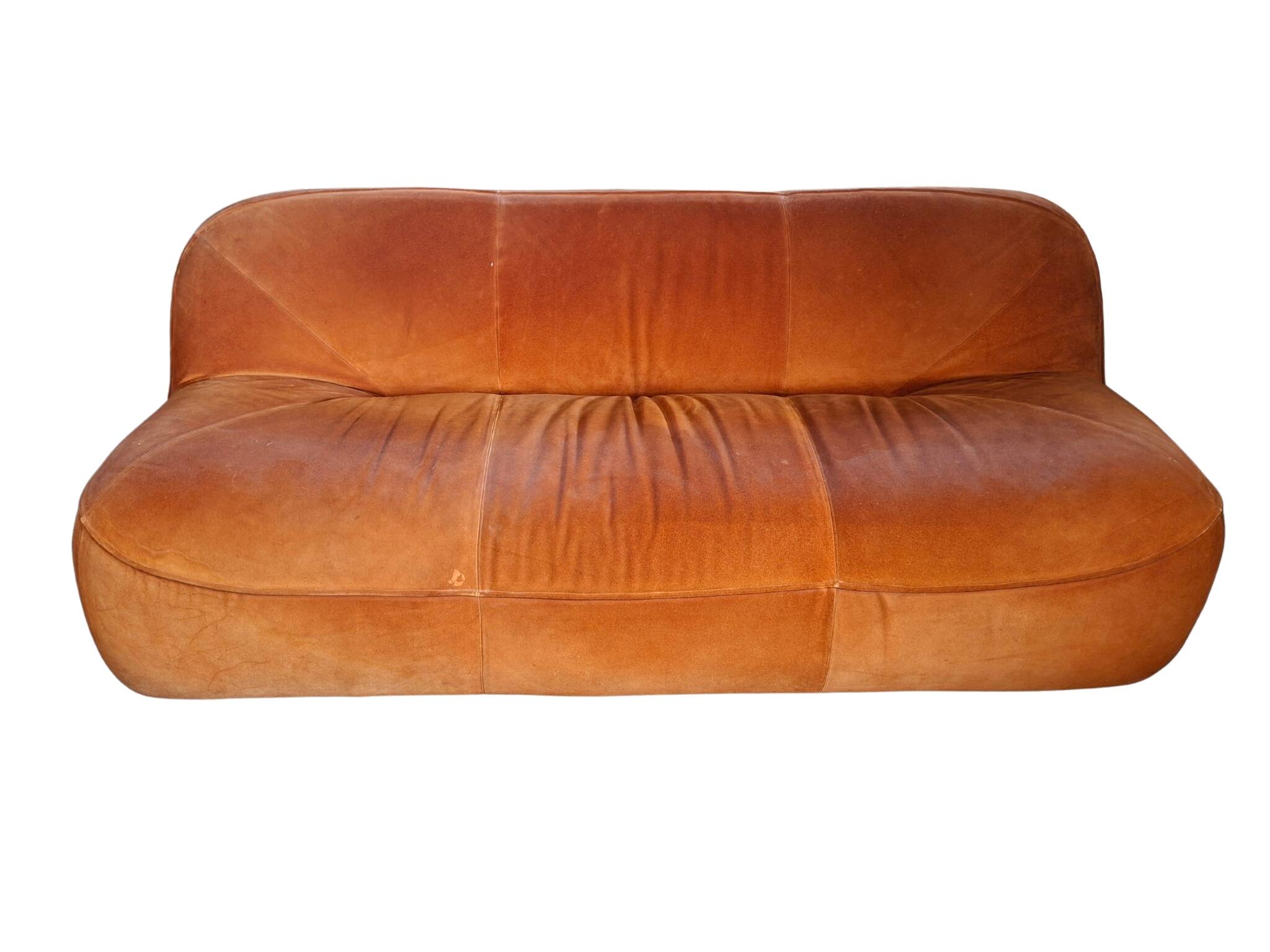Set Vintage Anni '70: Divano 3 Posti + Poltrona in Velluto Arancione
