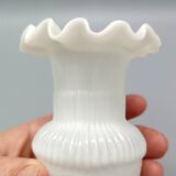 Pair of small antique white opaline fairground vases, vintage, french