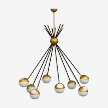 Italian brass chandelier with 8 light points