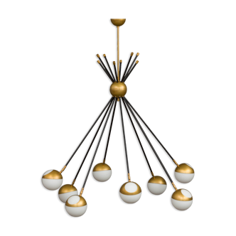 Italian brass chandelier with 8 light points