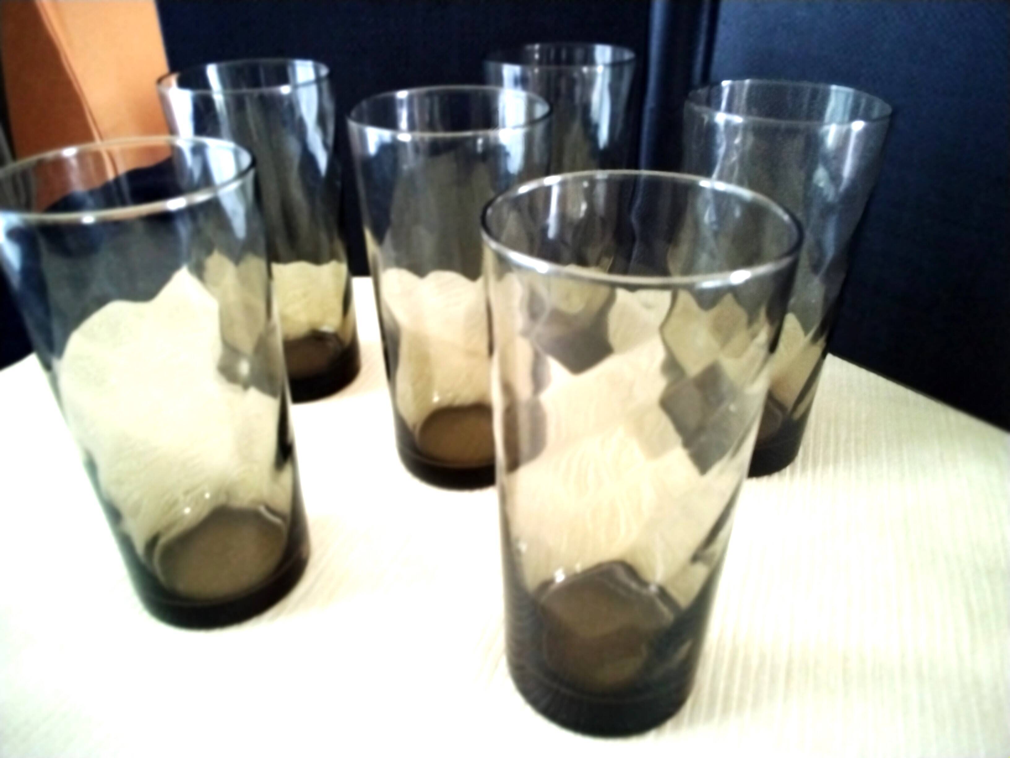 6 Verres couleur fumée Effet torse  Années 70