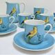 Limoges porcelain parakeet decor coffee service