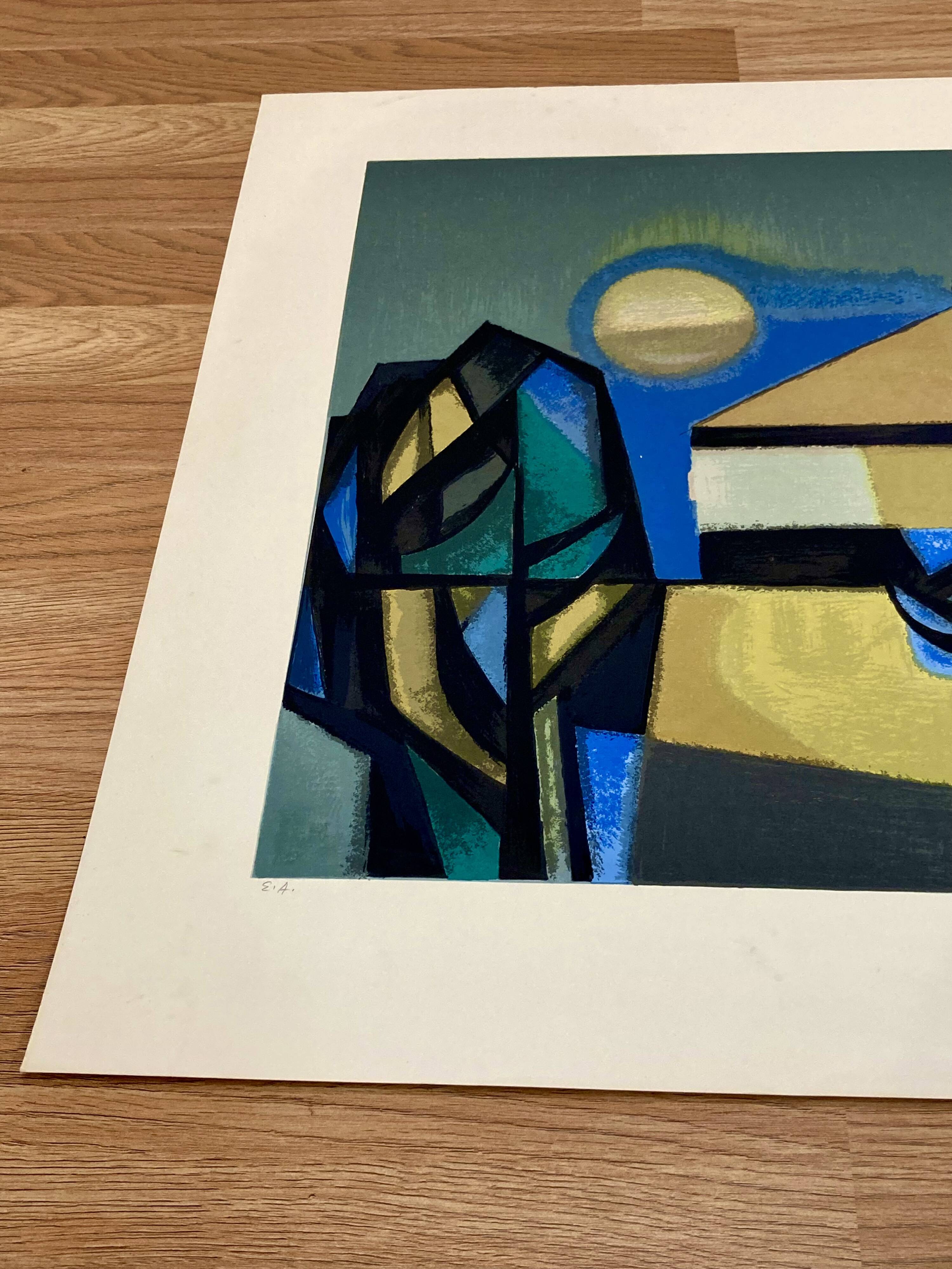 Lithograph signed "Albert Ferenz" Design 1950.