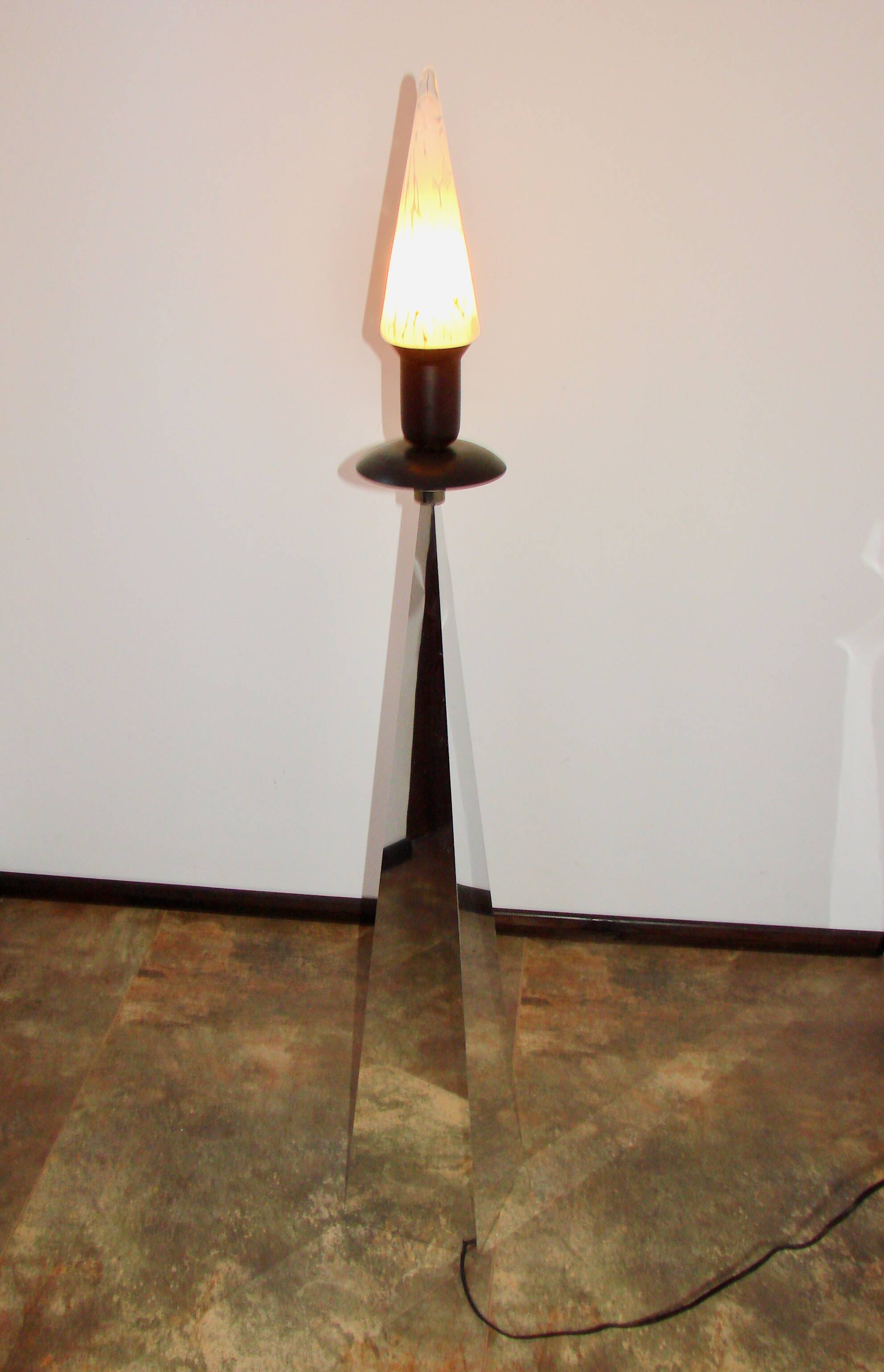 1990s floor lamp – metal and glass