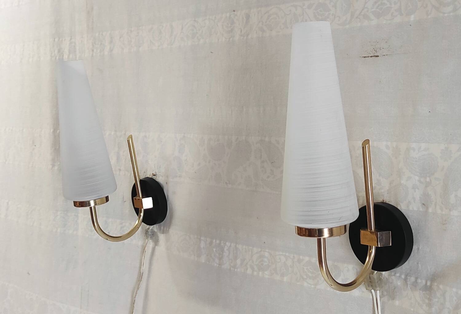Brass and glass wall lights - 50s/60s