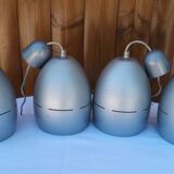 4 space age grey metal pendant lights