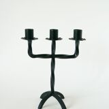 three-light wrought iron candlestick, Brutalist, 1970