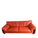 3-seater canapé in tawny leather, Ascot model by Roche Bobois.