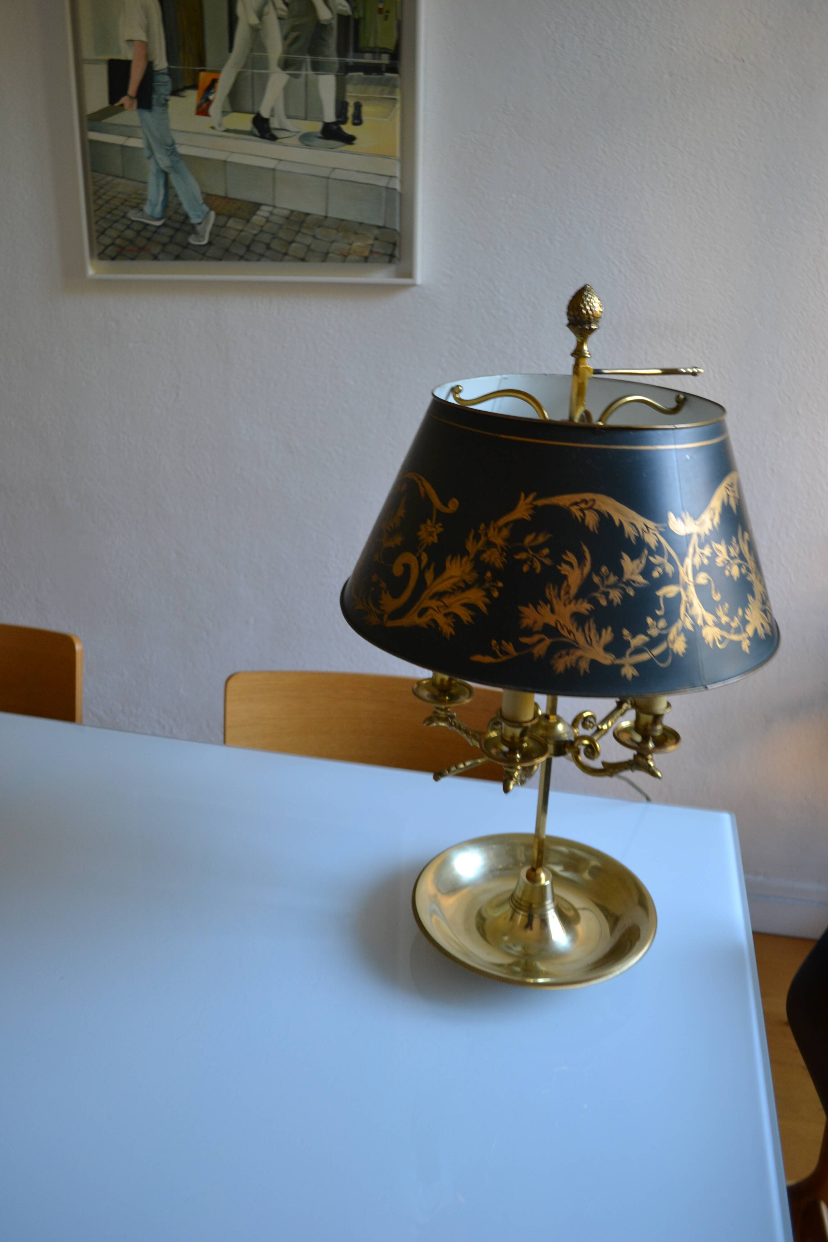 Large hot water bottle lamp with 5 bronze lights, empire style