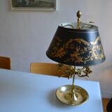 Large hot water bottle lamp with 5 bronze lights, empire style