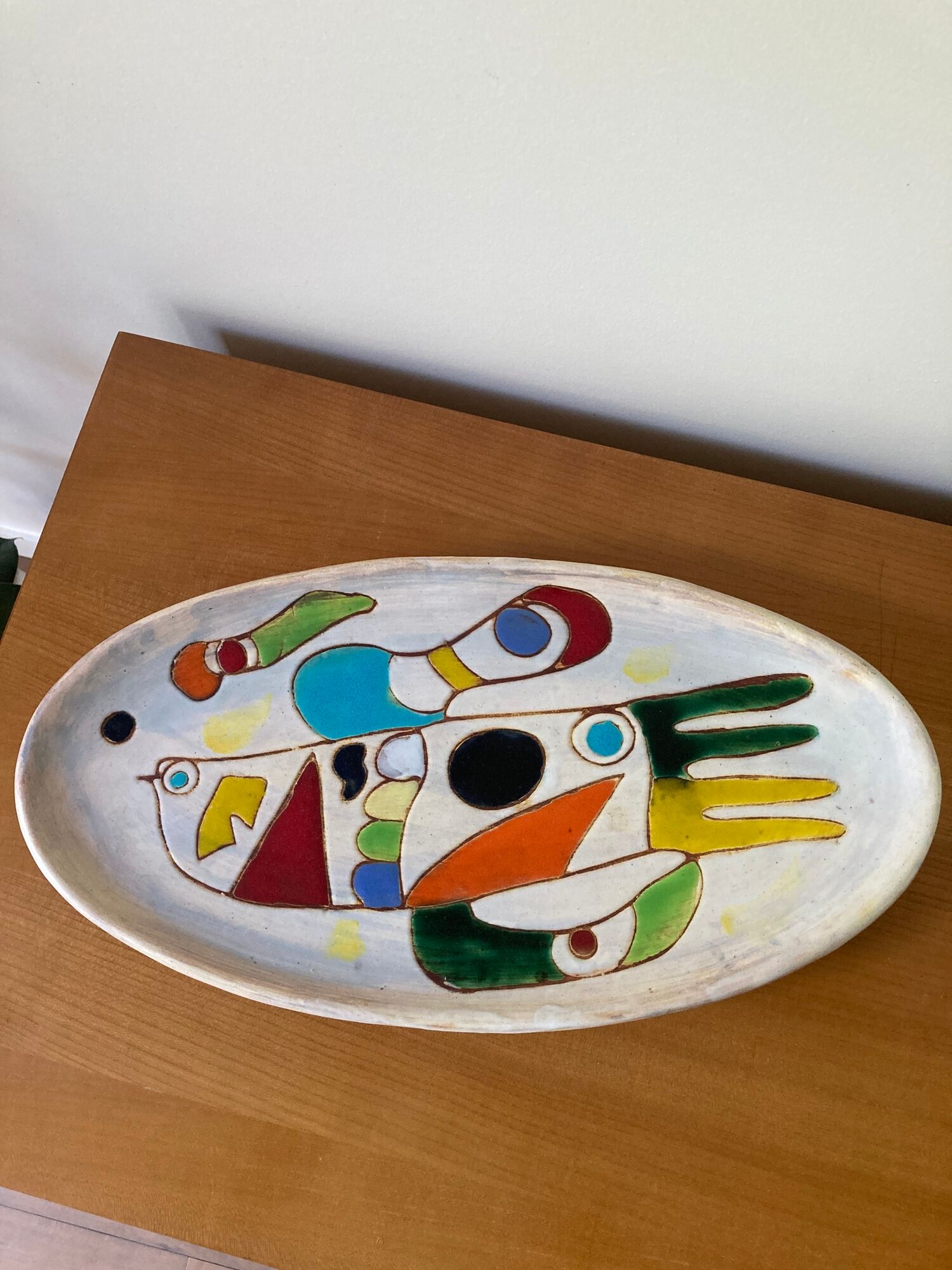 Enamelled ceramic dish MC Treinen Vallauris