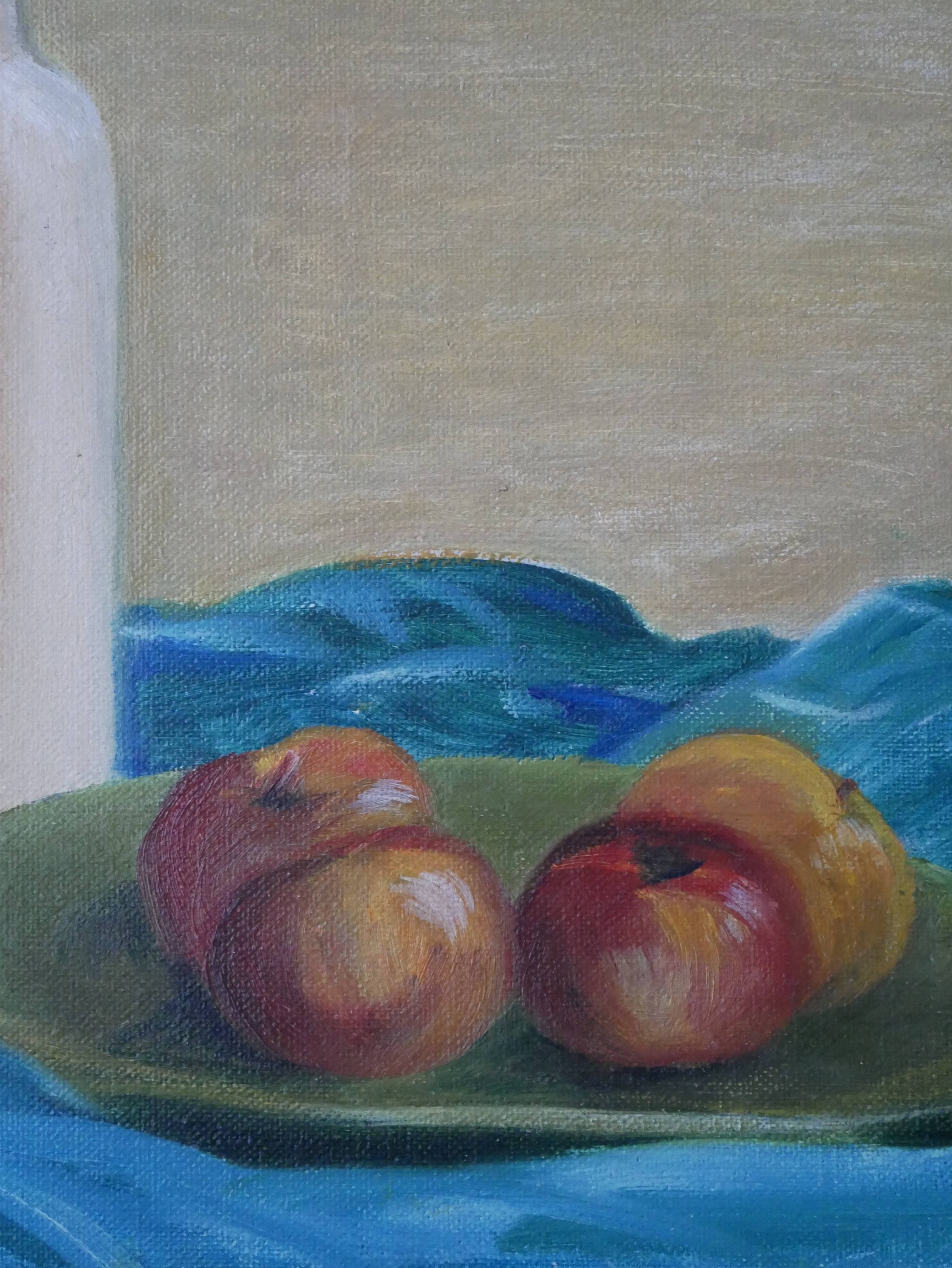 Contemporary acrylic painting on canvas still life countryside decoration