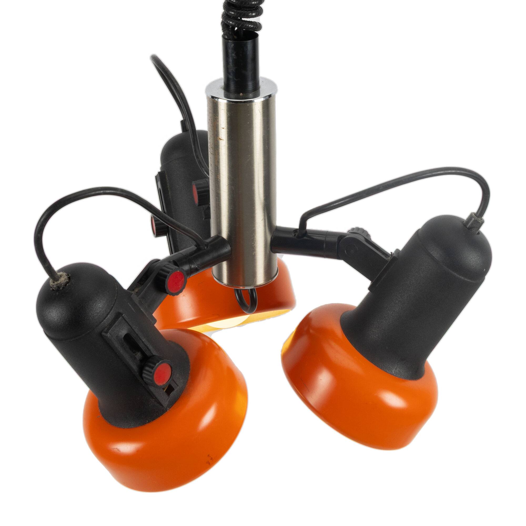 Orange 70s 3-Point adjustable Pendant Lamp