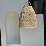 Rattan pendant lamp in the shape of bell D25 H28