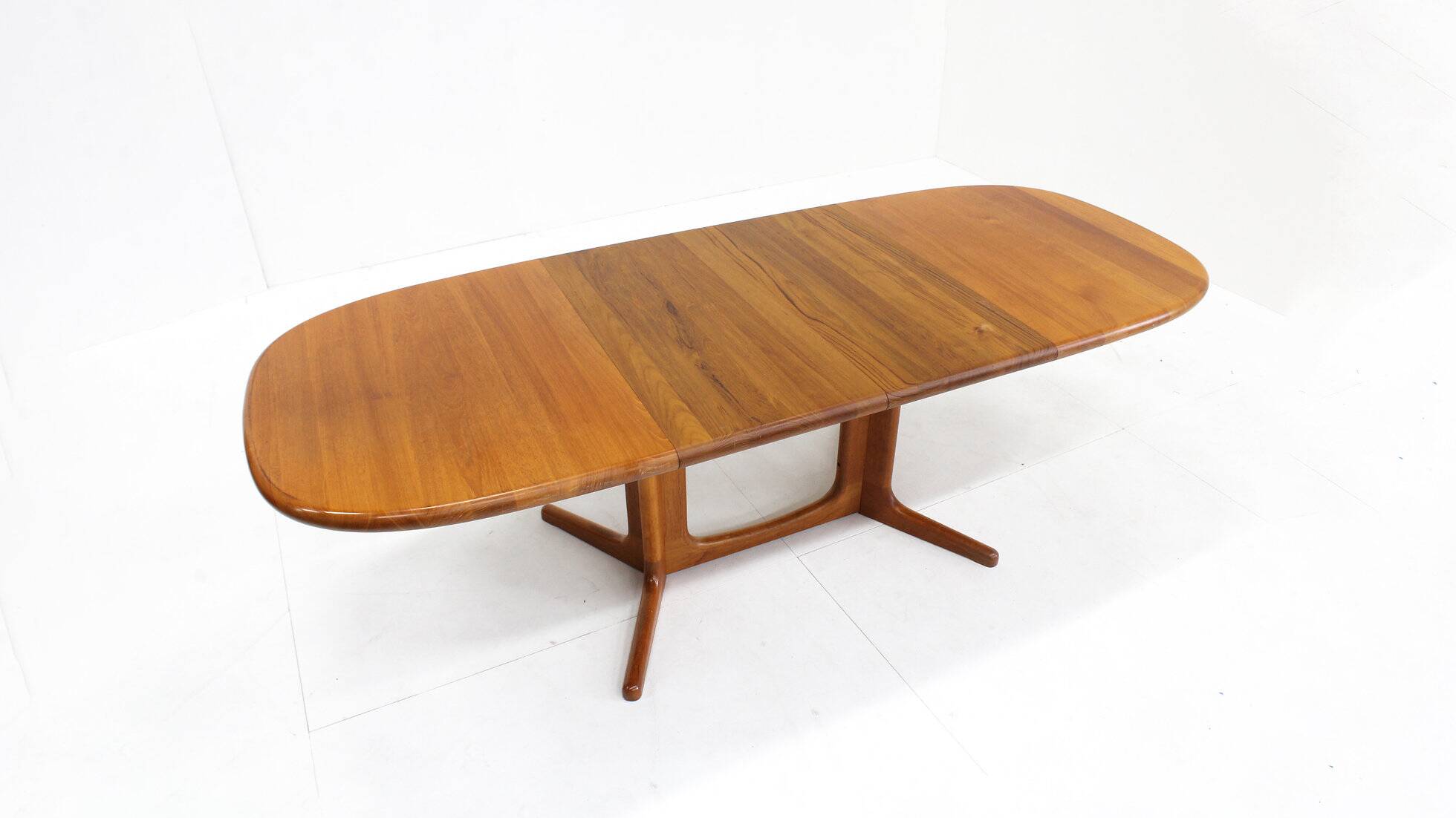 Vintage Glostrup Danish oval extendable dining table solid teak 1960s