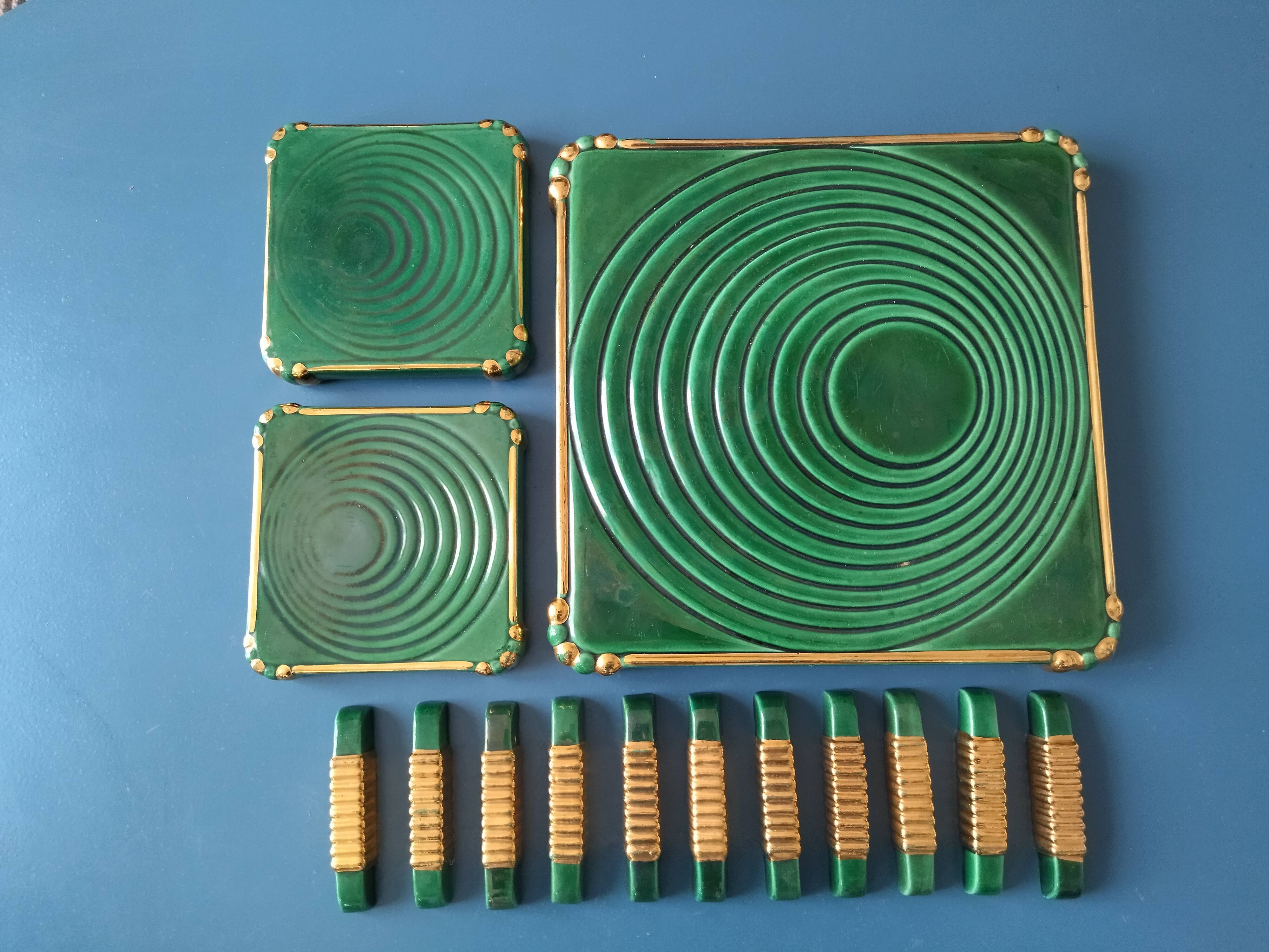 Old art deco table set in earthenware