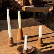 Circular teak monoxyle candle holder D12 H3