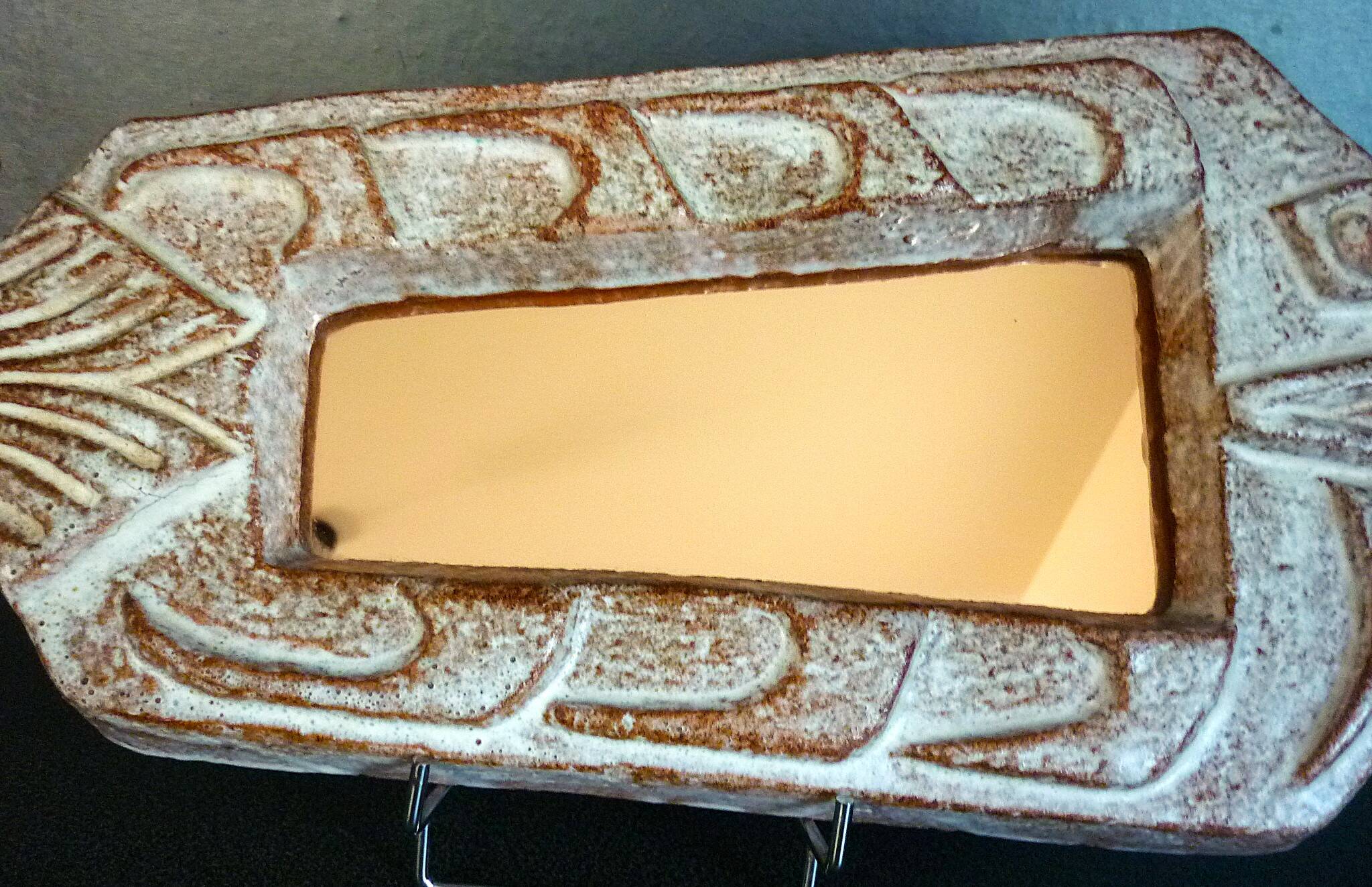 Miroir poisson, céramique émaillée, signé Robert Meynard, Vallauris, 1950