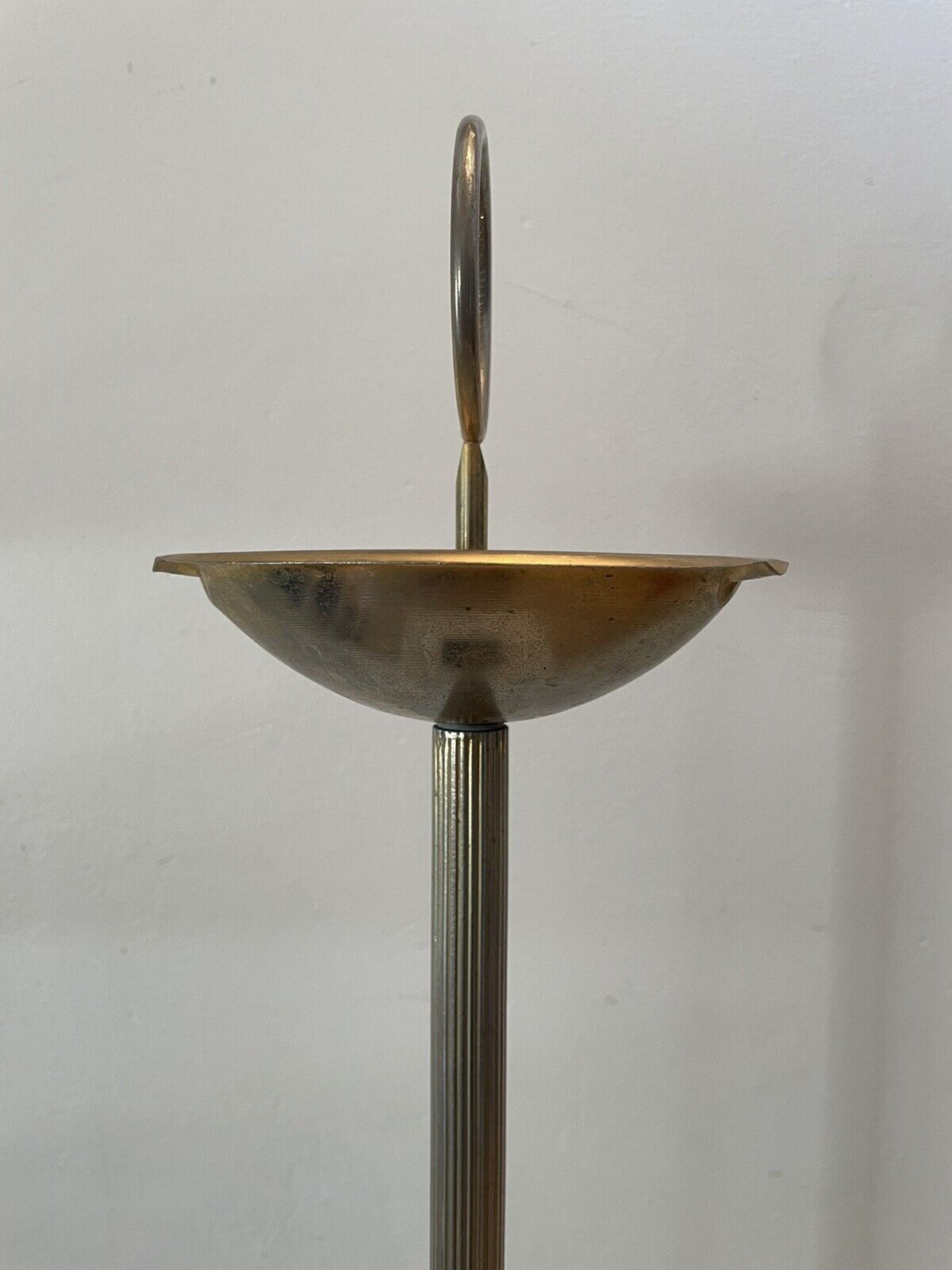 Vintage standing ashtray, 70's, golden metal, marble base