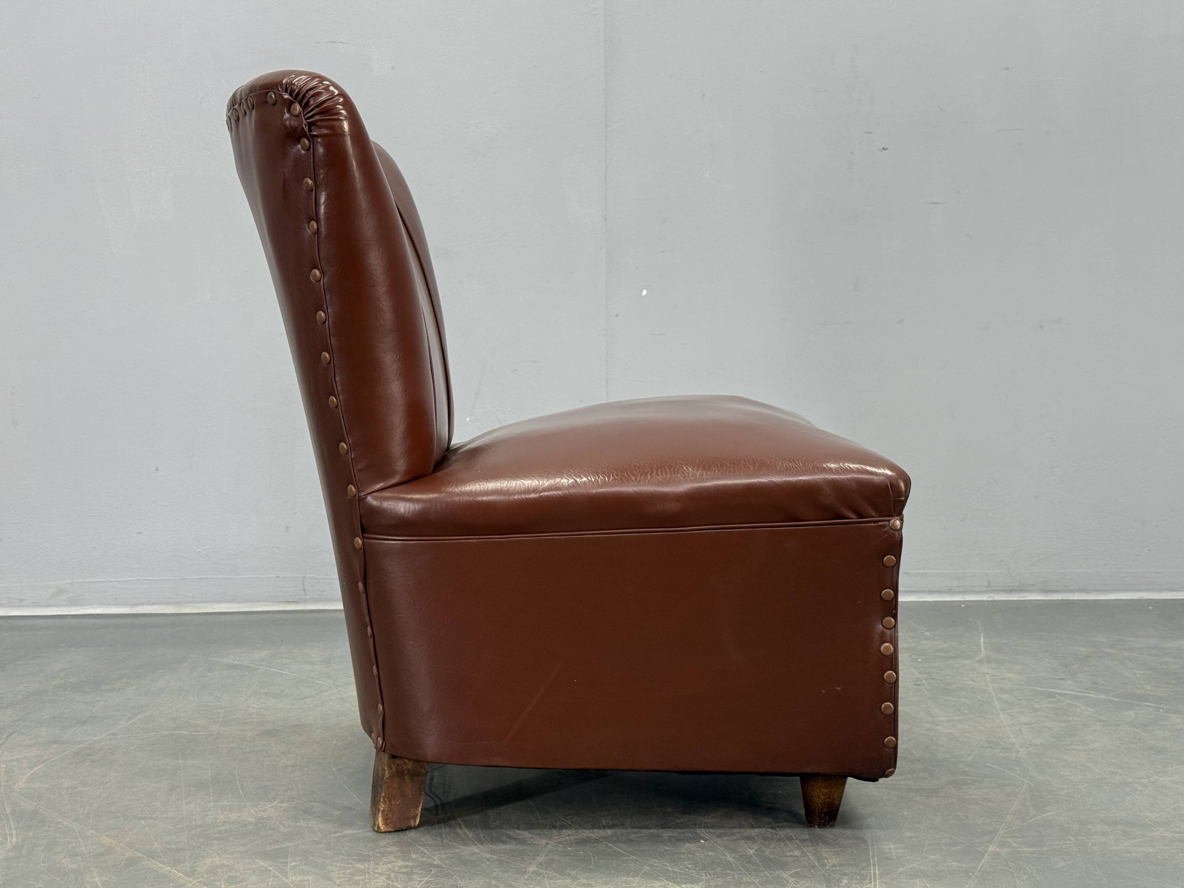 1950s Italian Mid Century Leatherette Lounge Chair